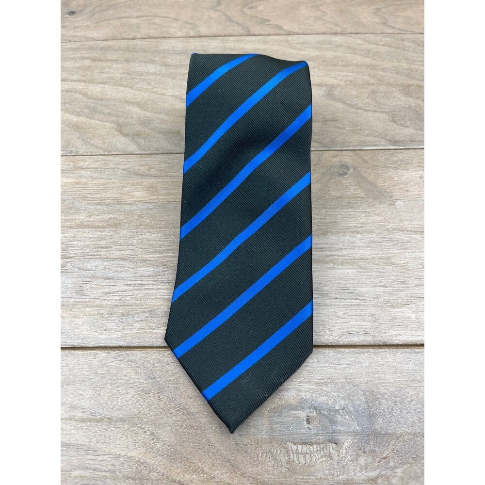 Puccini Men's Black Blue Stripe Silk Tie Classic Formal Accessory